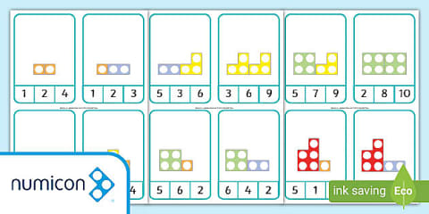 Numicon Shape Number Bonds of10 Peg Matching Game
